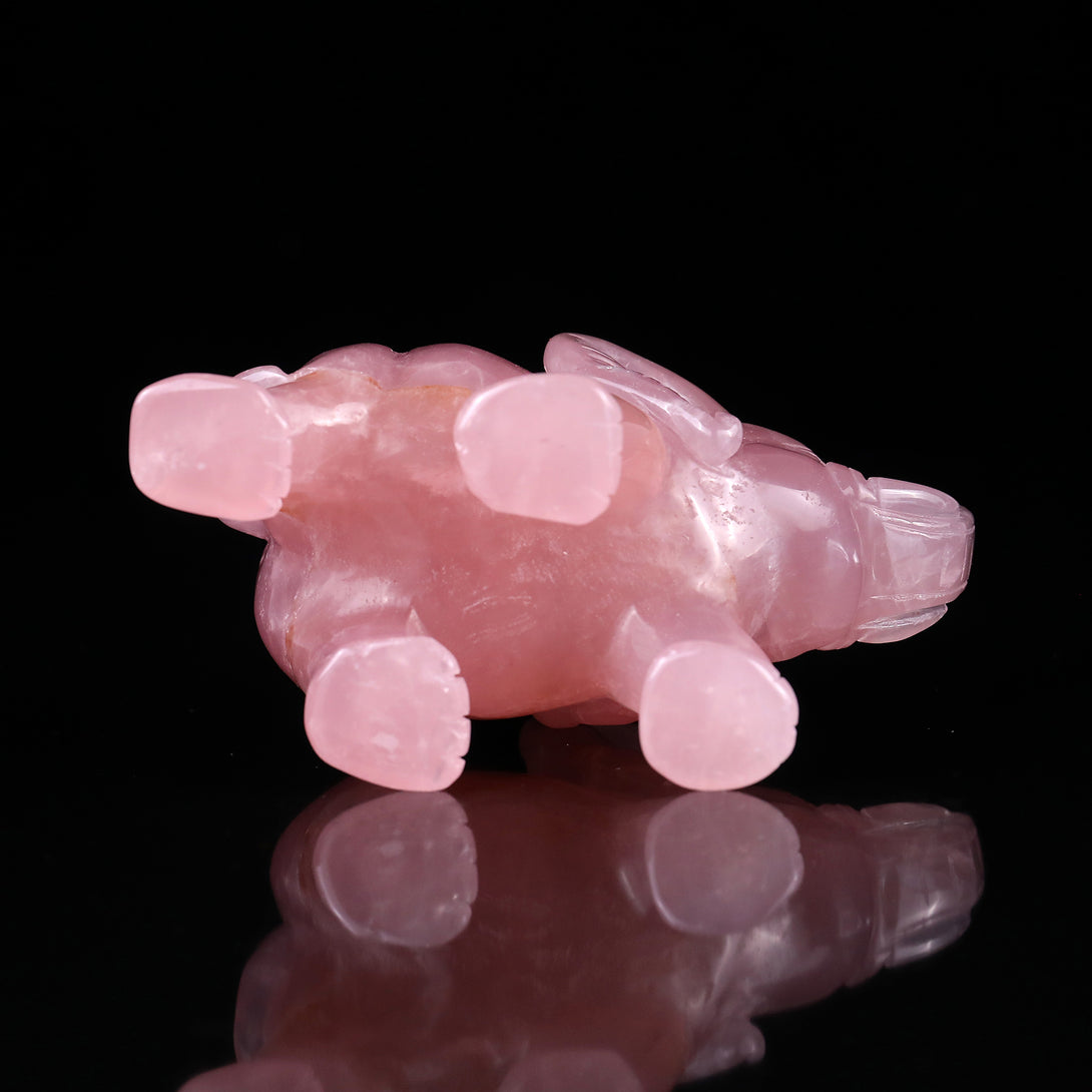 4.1" Rose Quartz Hand Carved Crystal Elephant Sculpture crysvibe