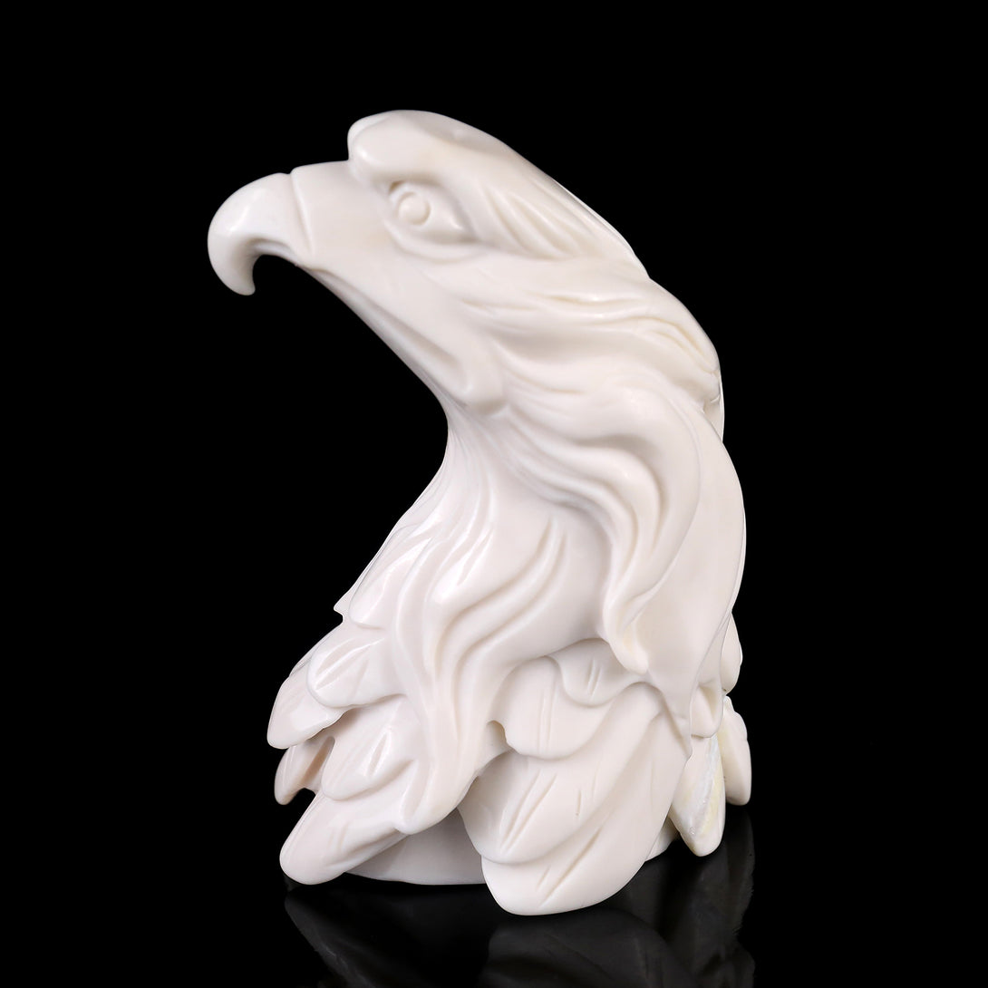 4.1" White Jade Hand Carved Crystal Eagle Sculpture crysvibe