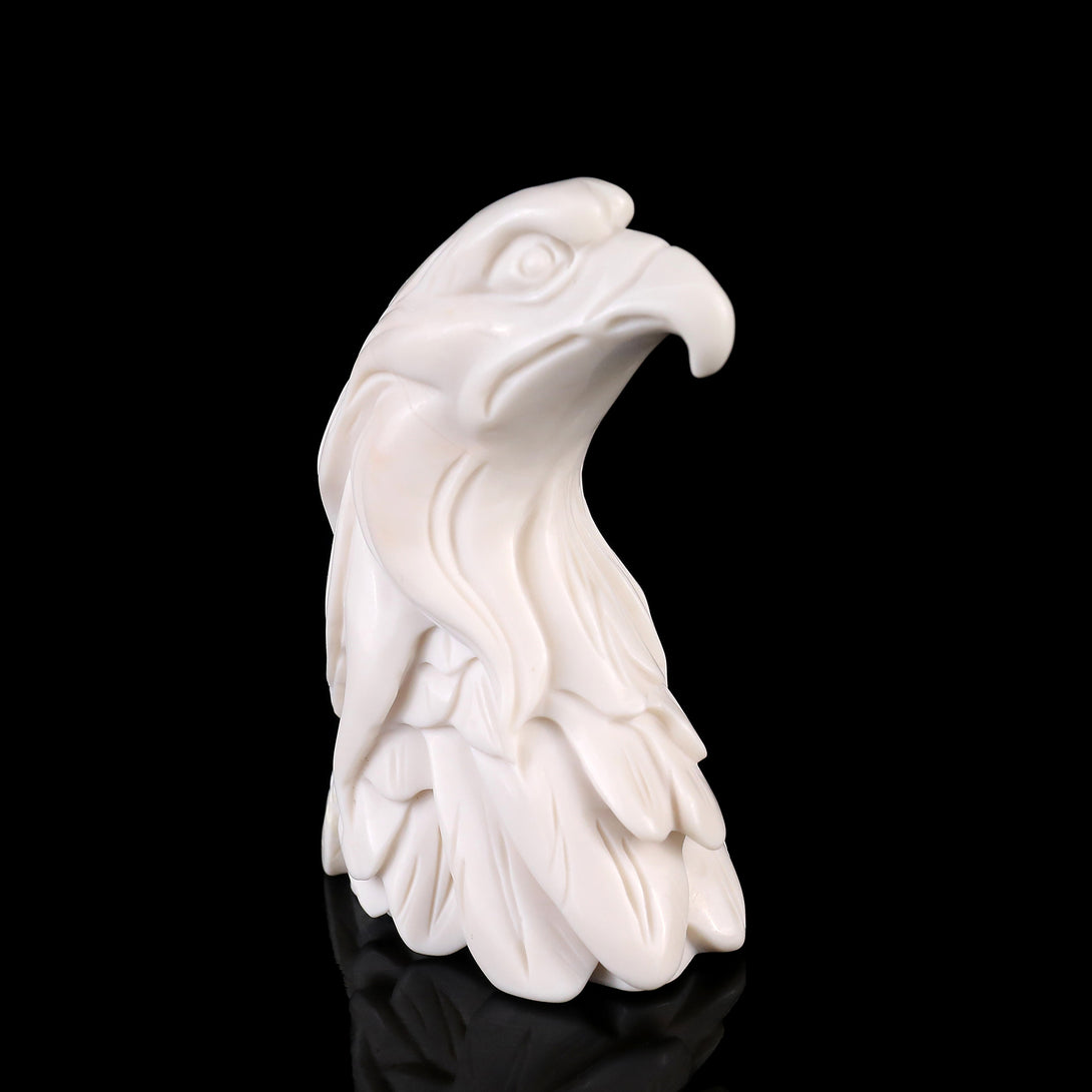 4.1" White Jade Hand Carved Crystal Eagle Sculpture crysvibe