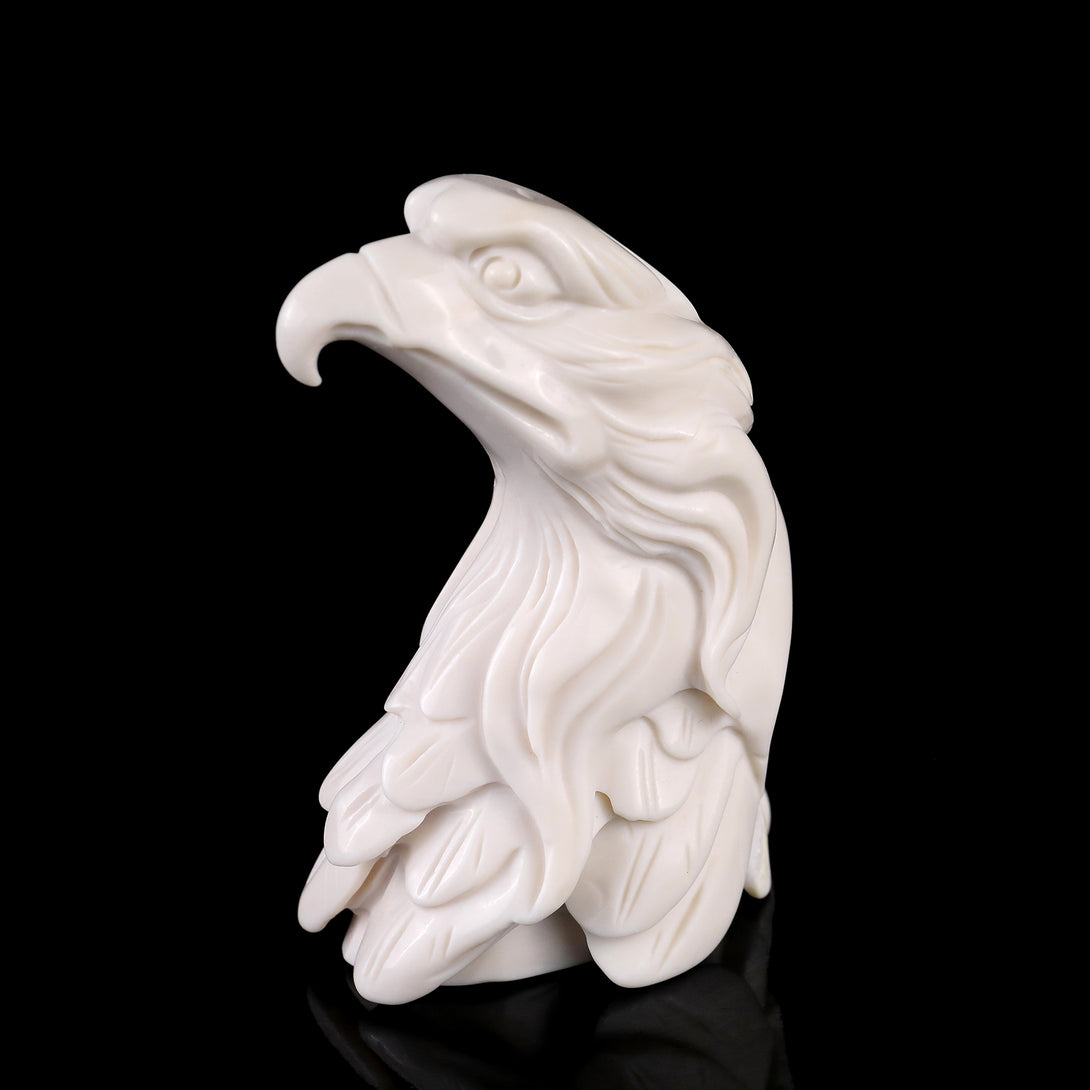 4.1" White Jade Hand Carved Crystal Eagle Sculpture crysvibe