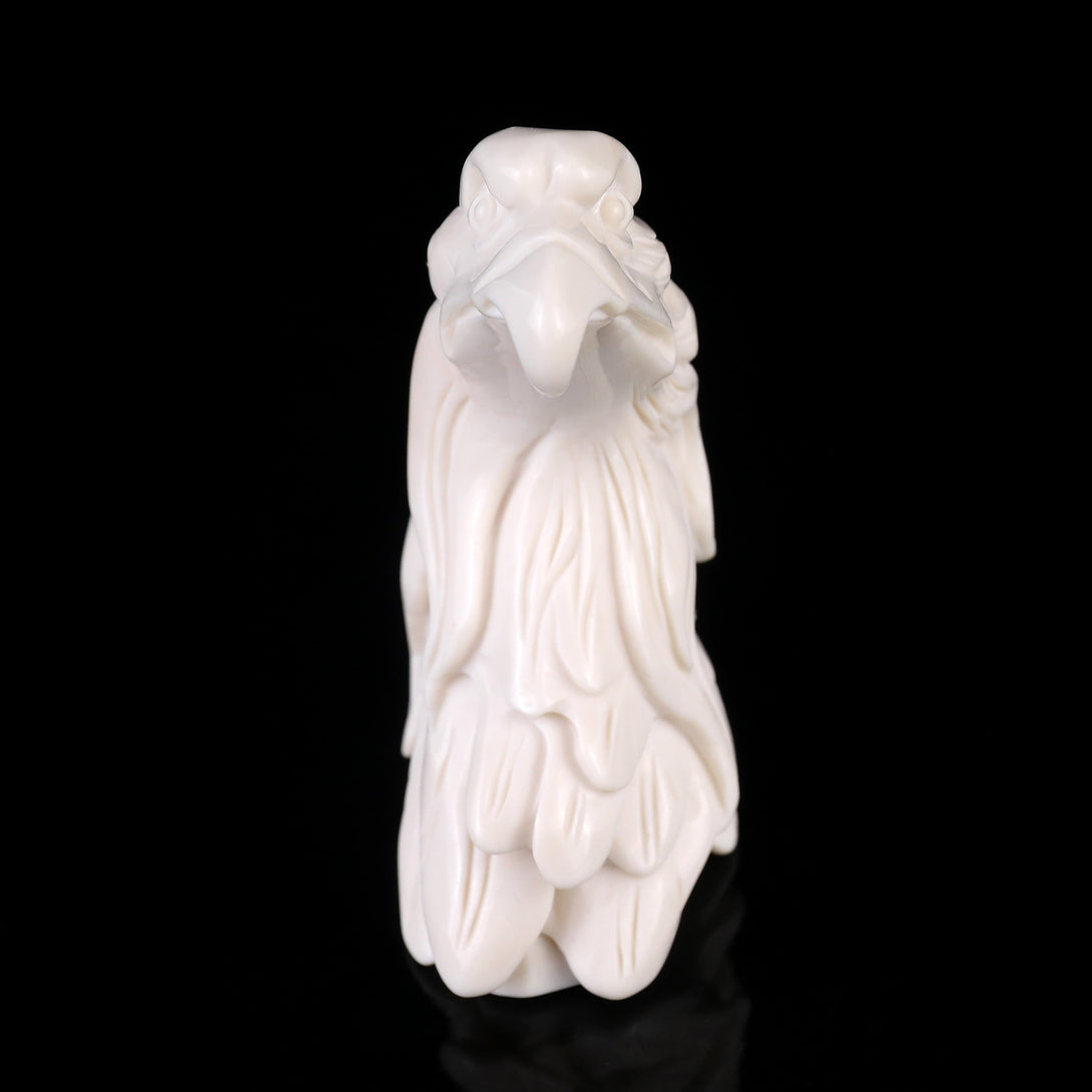 4.1" White Jade Hand Carved Crystal Eagle Sculpture crysvibe