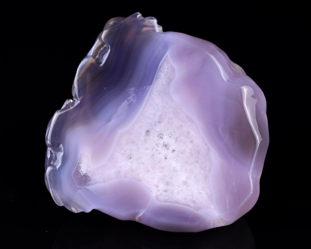 4.4" Geode Agate Hand Carved Crystal Frog Sculpture crysvibe