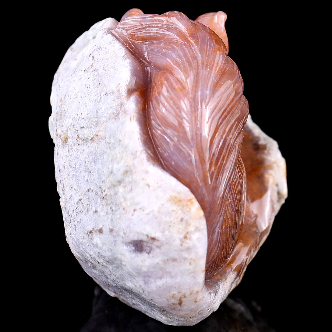 4.6" Chalcedony Hand Carved Crystal Squirrel Sculpture crysvibe