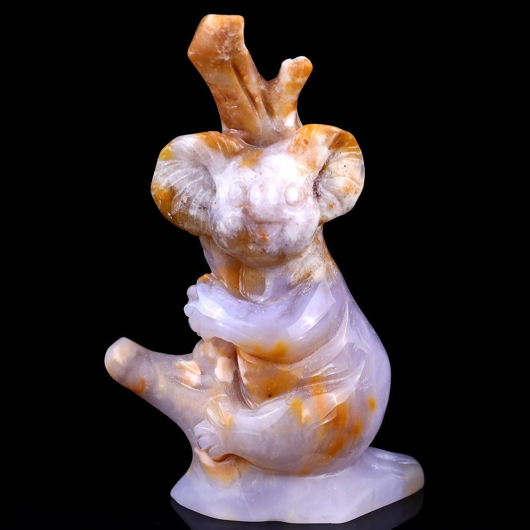 4.7" Chalcedony Hand Carved Crystal Koala Sculpture crysvibe