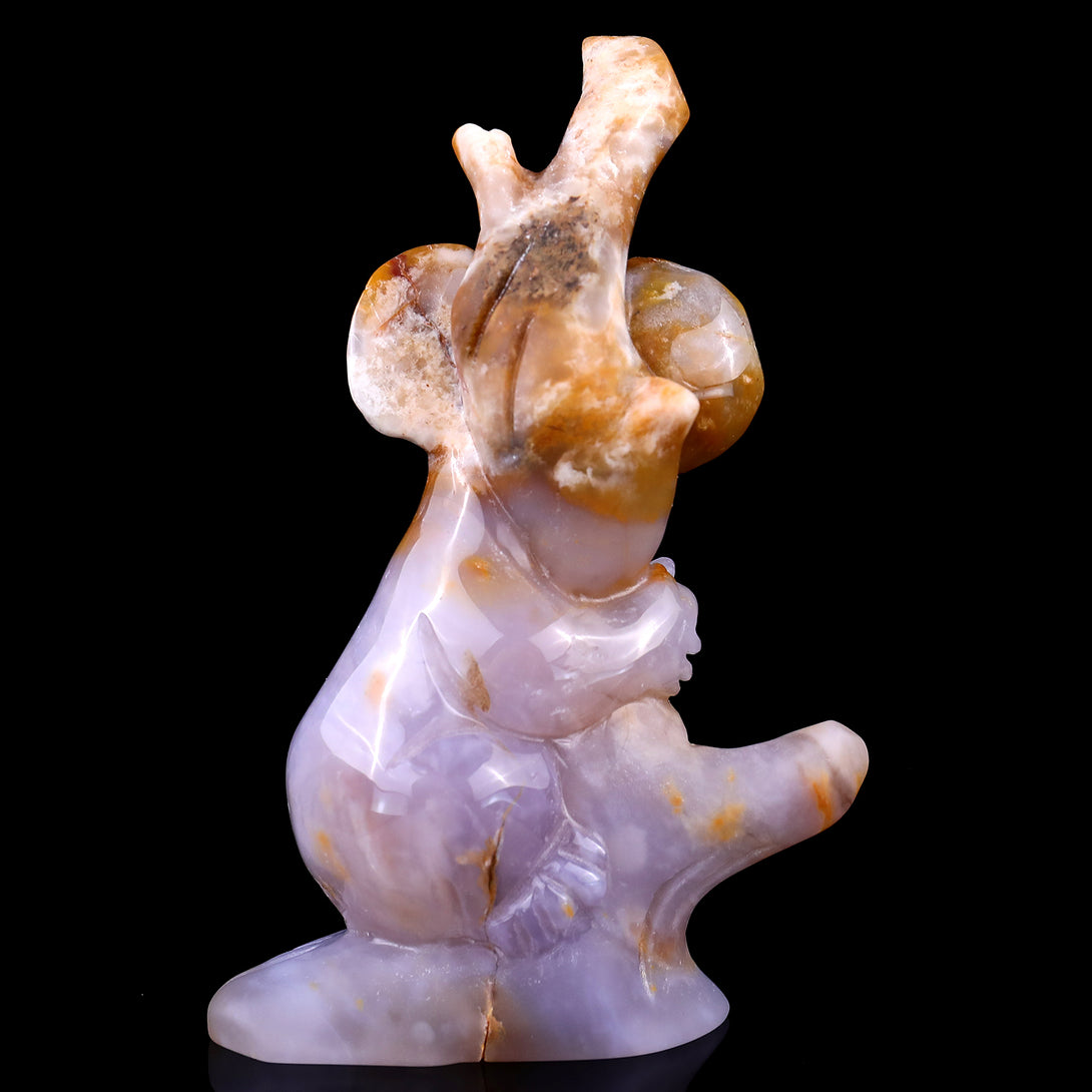 4.7" Chalcedony Hand Carved Crystal Koala Sculpture crysvibe