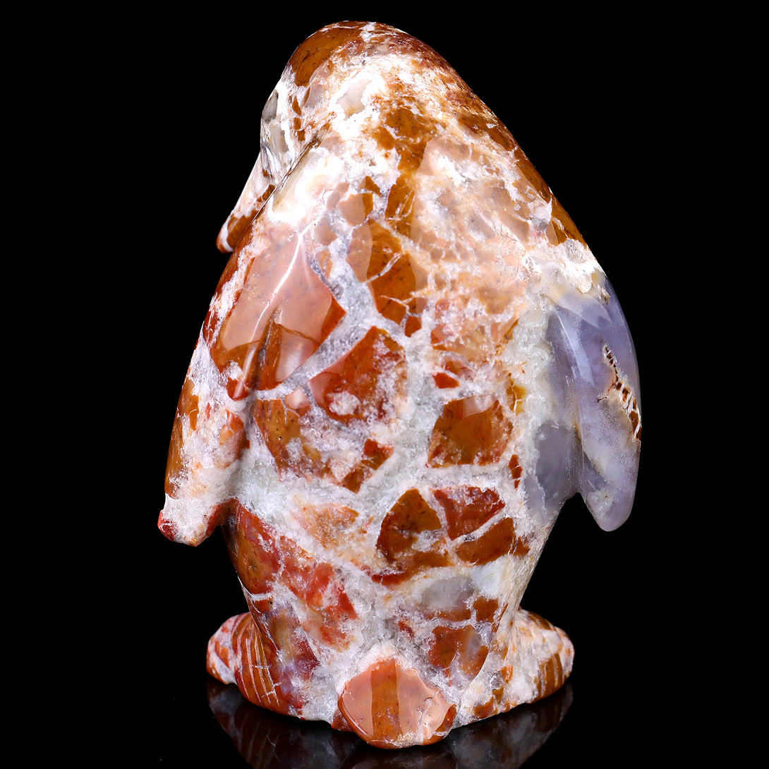 4.7" Chalcedony Hand Carved Crystal Penguin Sculpture crysvibe