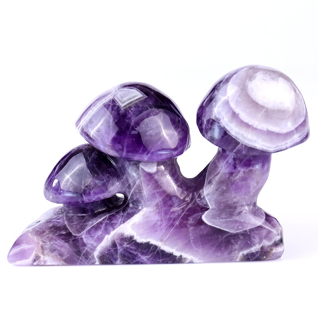 4.7" Dream Amethyst Hand Carved Crystal Mushrooms Sculpture crysvibe