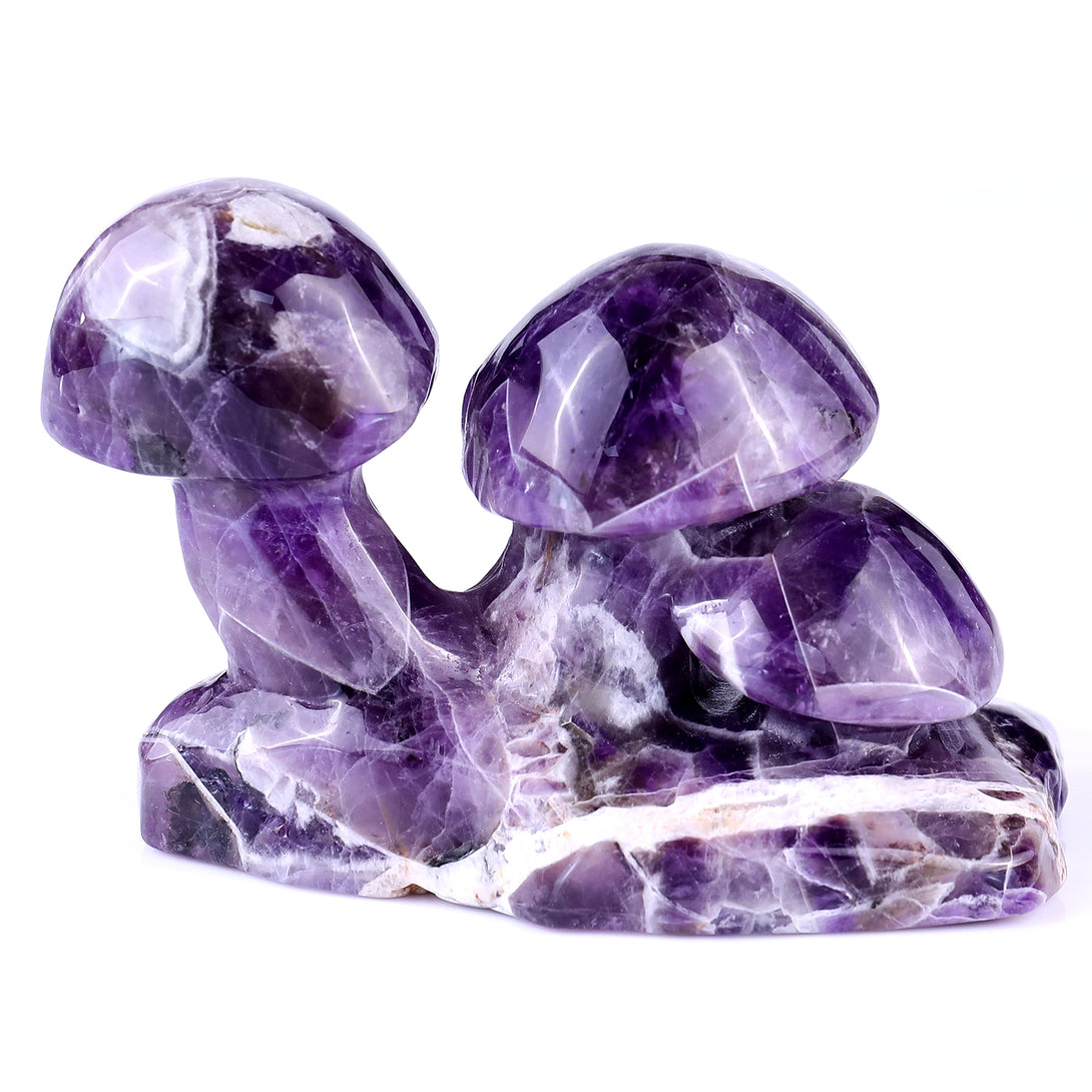 4.7" Dream Amethyst Hand Carved Crystal Mushrooms Sculpture crysvibe