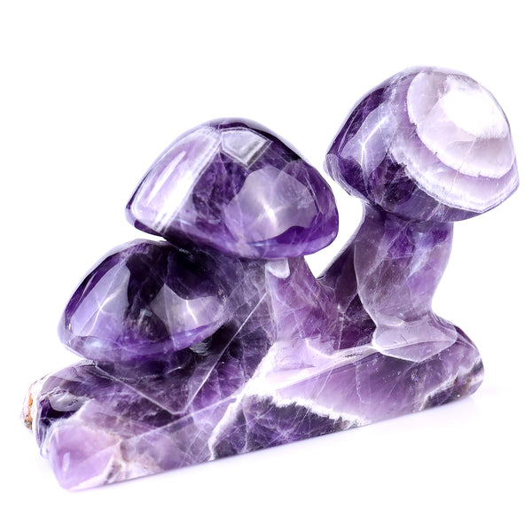 4.7" Dream Amethyst Hand Carved Crystal Mushrooms Sculpture crysvibe