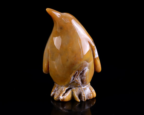 3.3" Chalcedony Hand Carved Crystal Penguin Sculpture