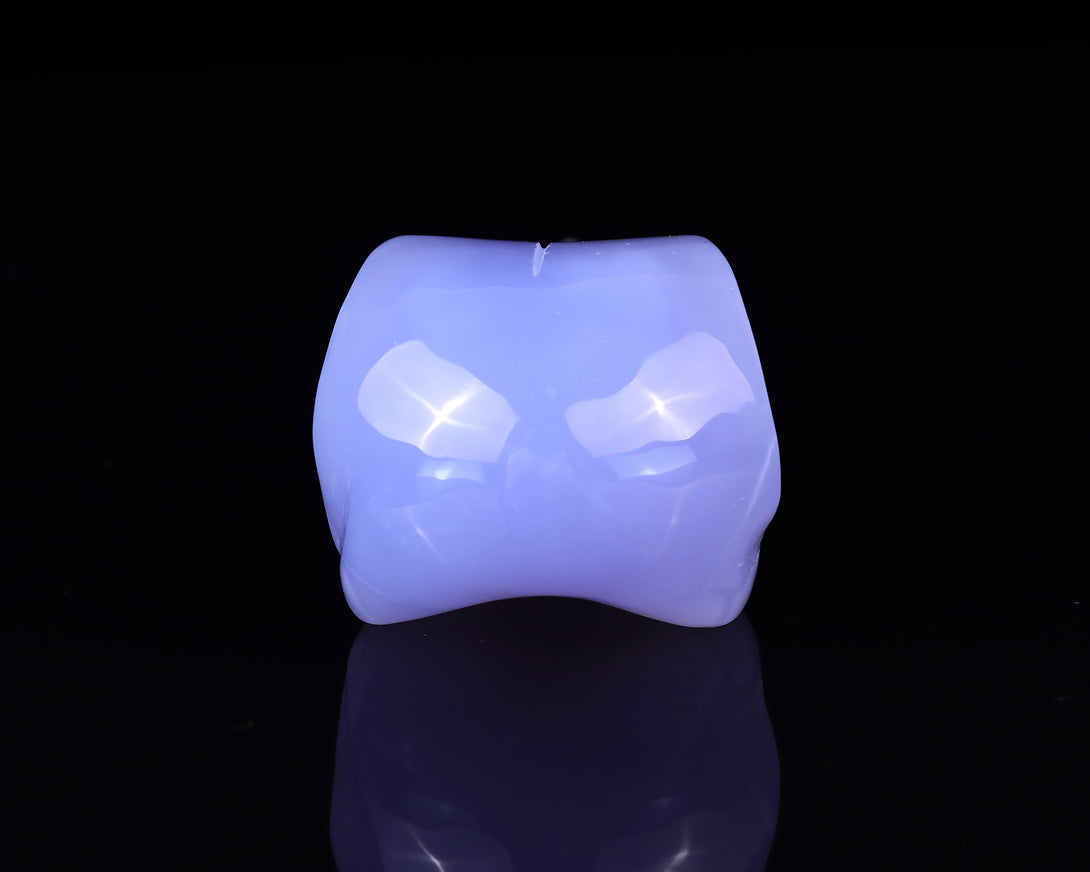 5.0" Blue Chalcedony Hand Carved Crystal Raven Skull Sculpture crysvibe