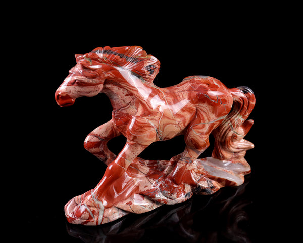 5.0" Red Jasper Hand Carved Crystal Horse Sculpture crysvibe