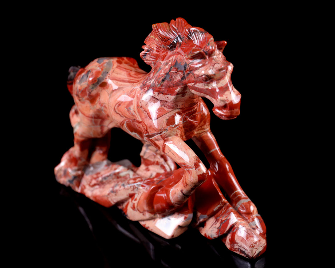 5.0" Red Jasper Hand Carved Crystal Horse Sculpture crysvibe