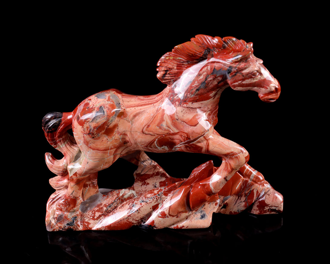 5.0" Red Jasper Hand Carved Crystal Horse Sculpture crysvibe