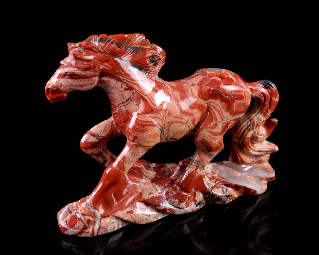 5.0" Red Jasper Hand Carved Crystal Horse Sculpture crysvibe