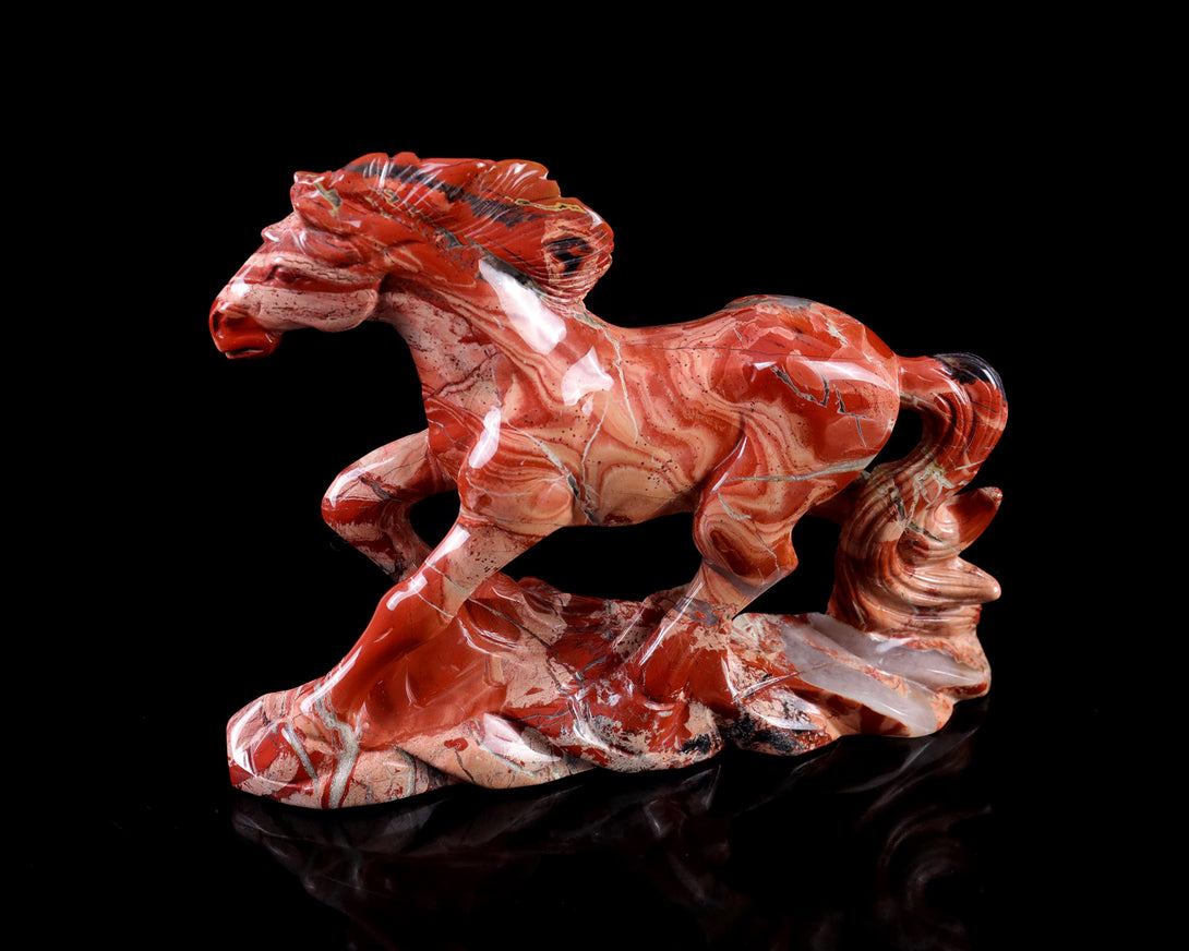 5.0" Red Jasper Hand Carved Crystal Horse Sculpture crysvibe