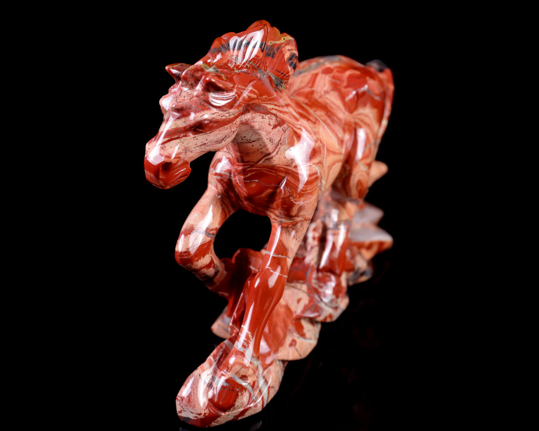 5.0" Red Jasper Hand Carved Crystal Horse Sculpture crysvibe