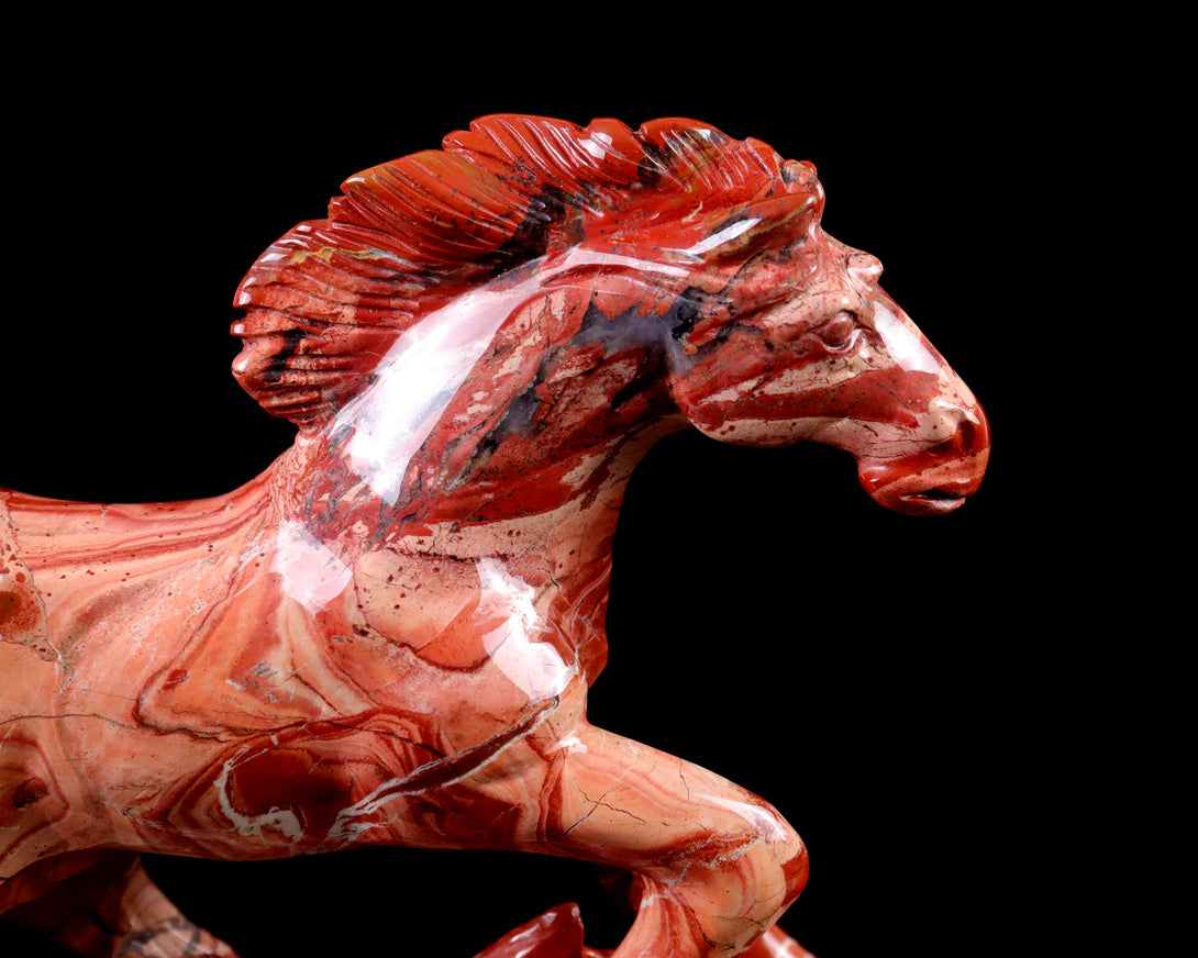 5.0" Red Jasper Hand Carved Crystal Horse Sculpture crysvibe