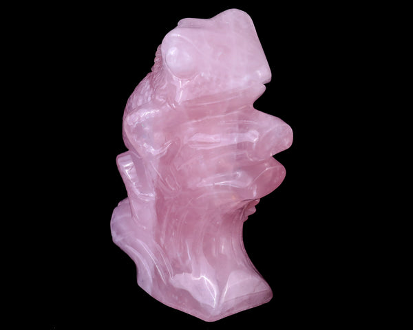 5.0" Rose Quartz Hand Carved Crystal Lizard Sculpture crysvibe