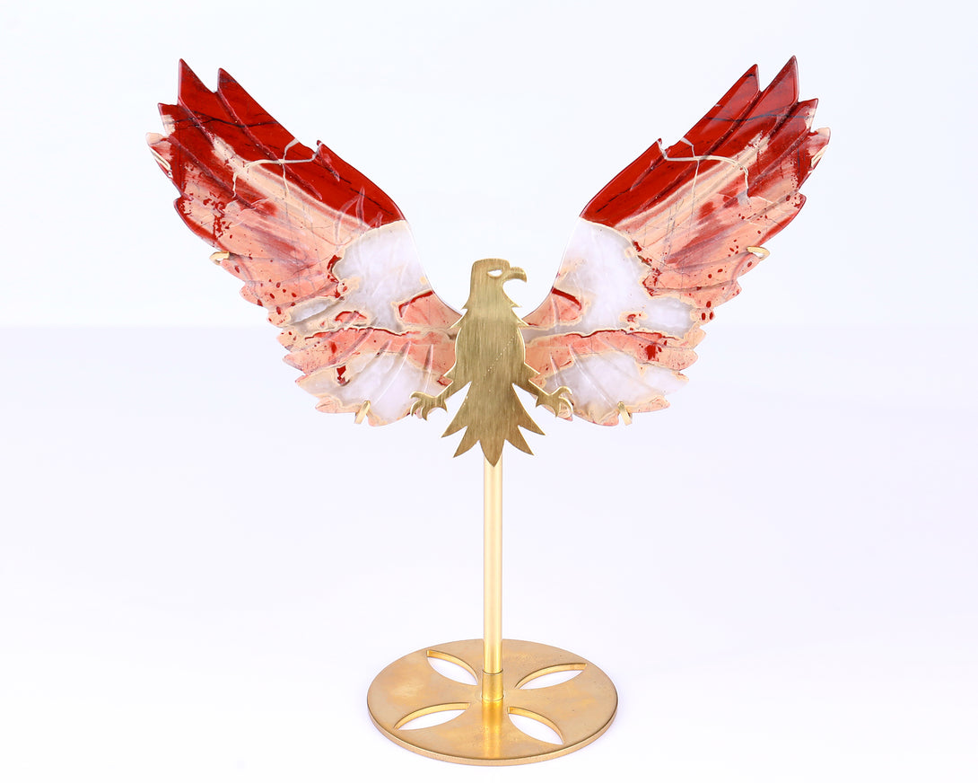 5.1" Red Jasper Hand Carved Crystal Eagle Wings Sculpture crysvibe