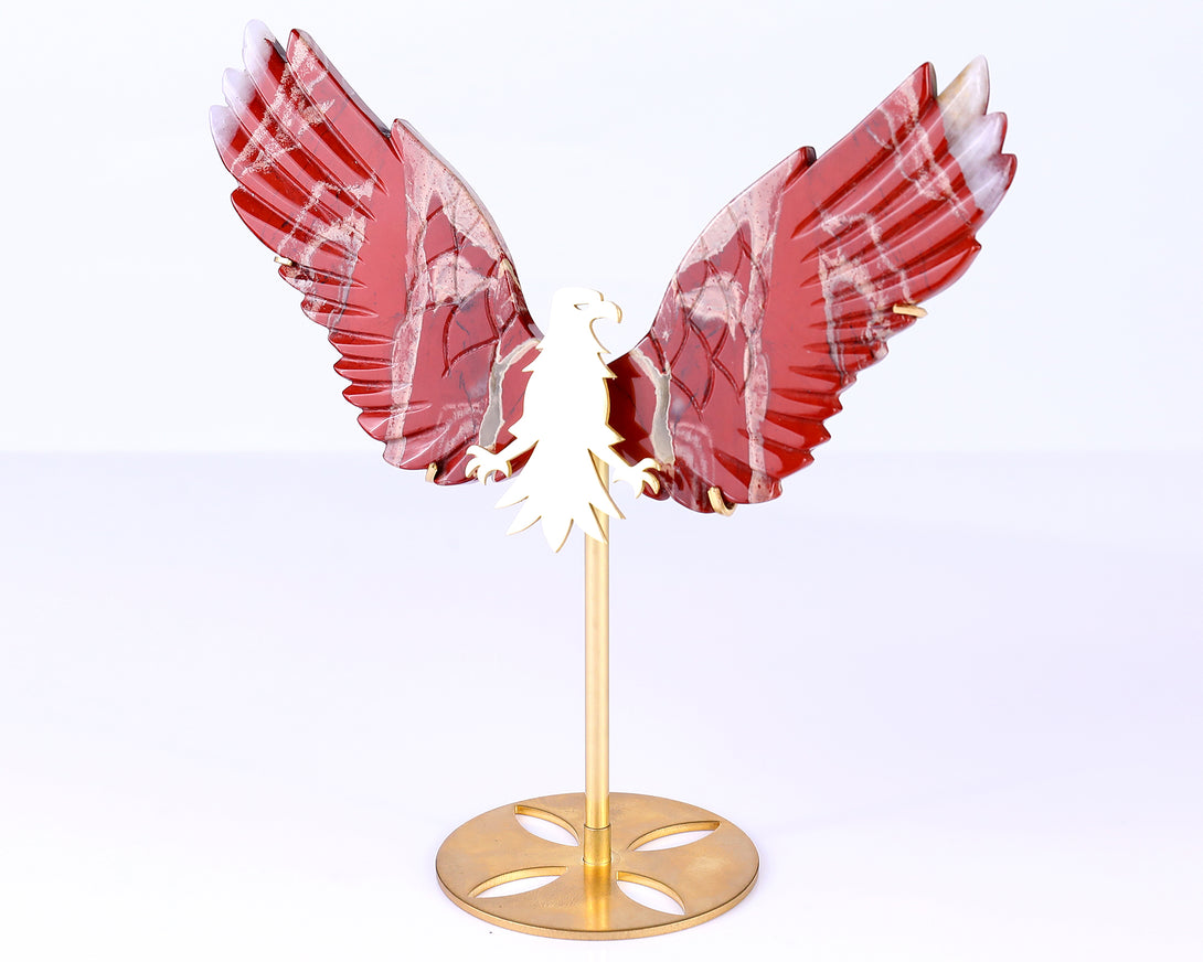 5.1" Red Jasper Hand Carved Crystal Eagle Wings Sculpture crysvibe