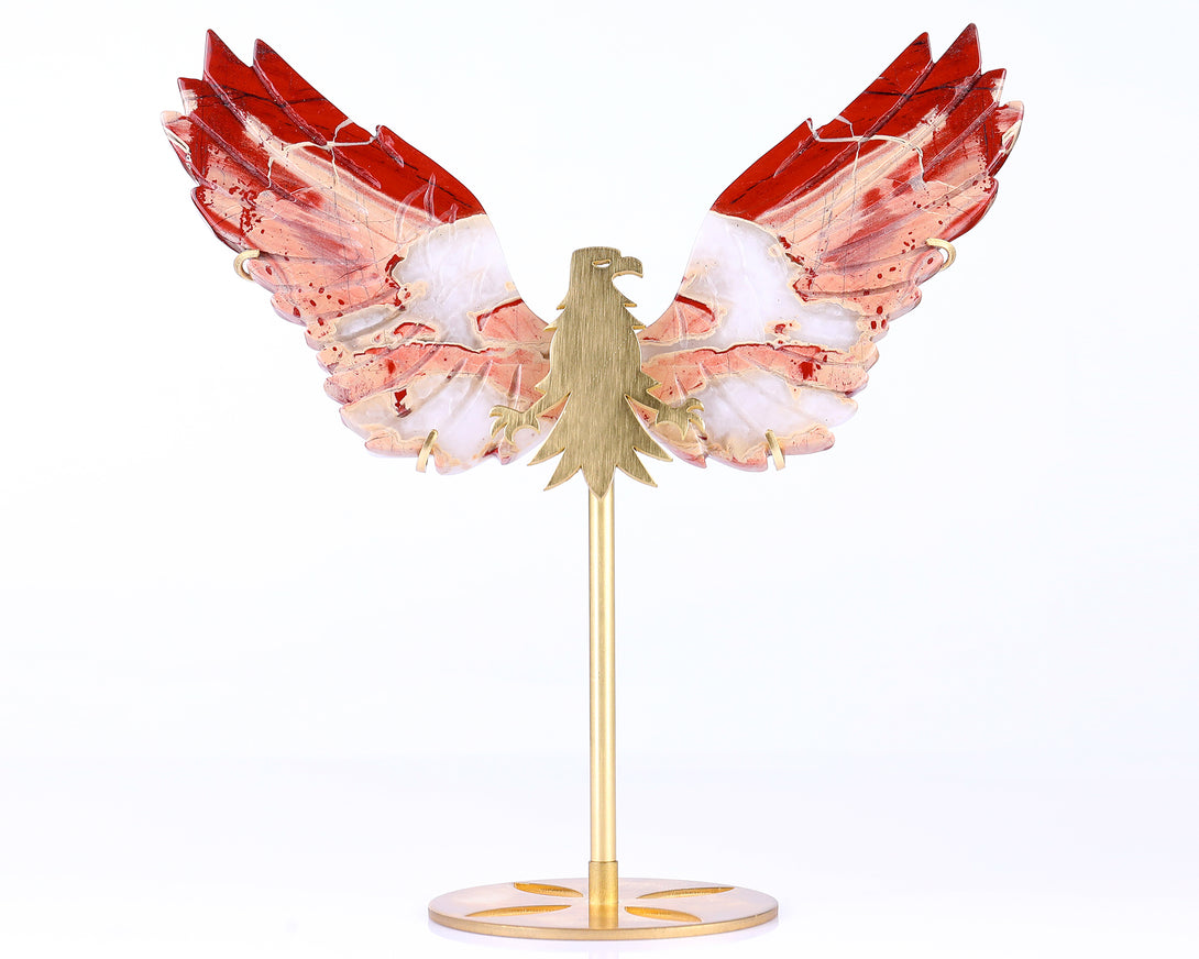 5.1" Red Jasper Hand Carved Crystal Eagle Wings Sculpture crysvibe