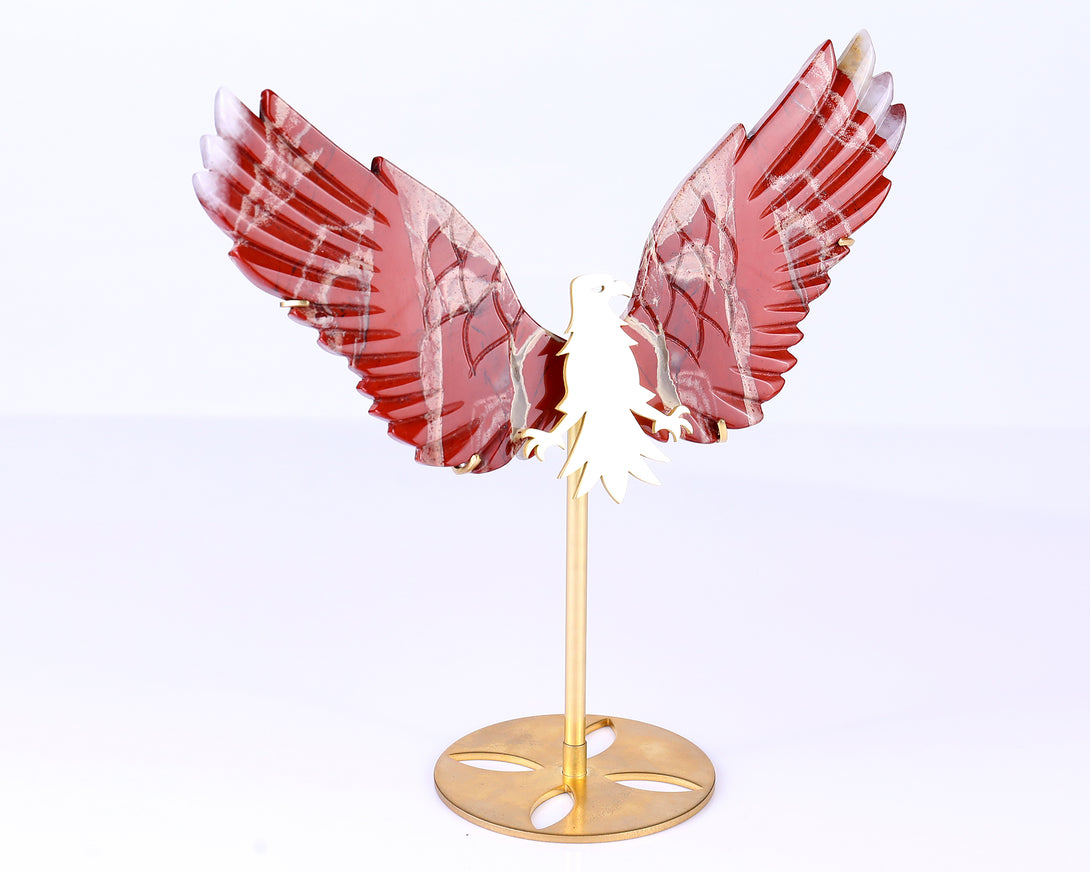 5.1" Red Jasper Hand Carved Crystal Eagle Wings Sculpture crysvibe