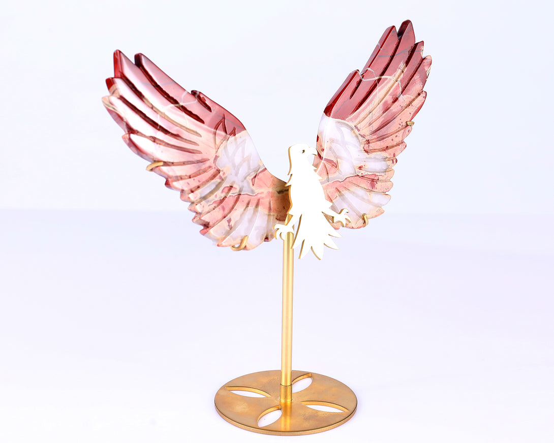 5.1" Red Jasper Hand Carved Crystal Eagle Wings Sculpture crysvibe