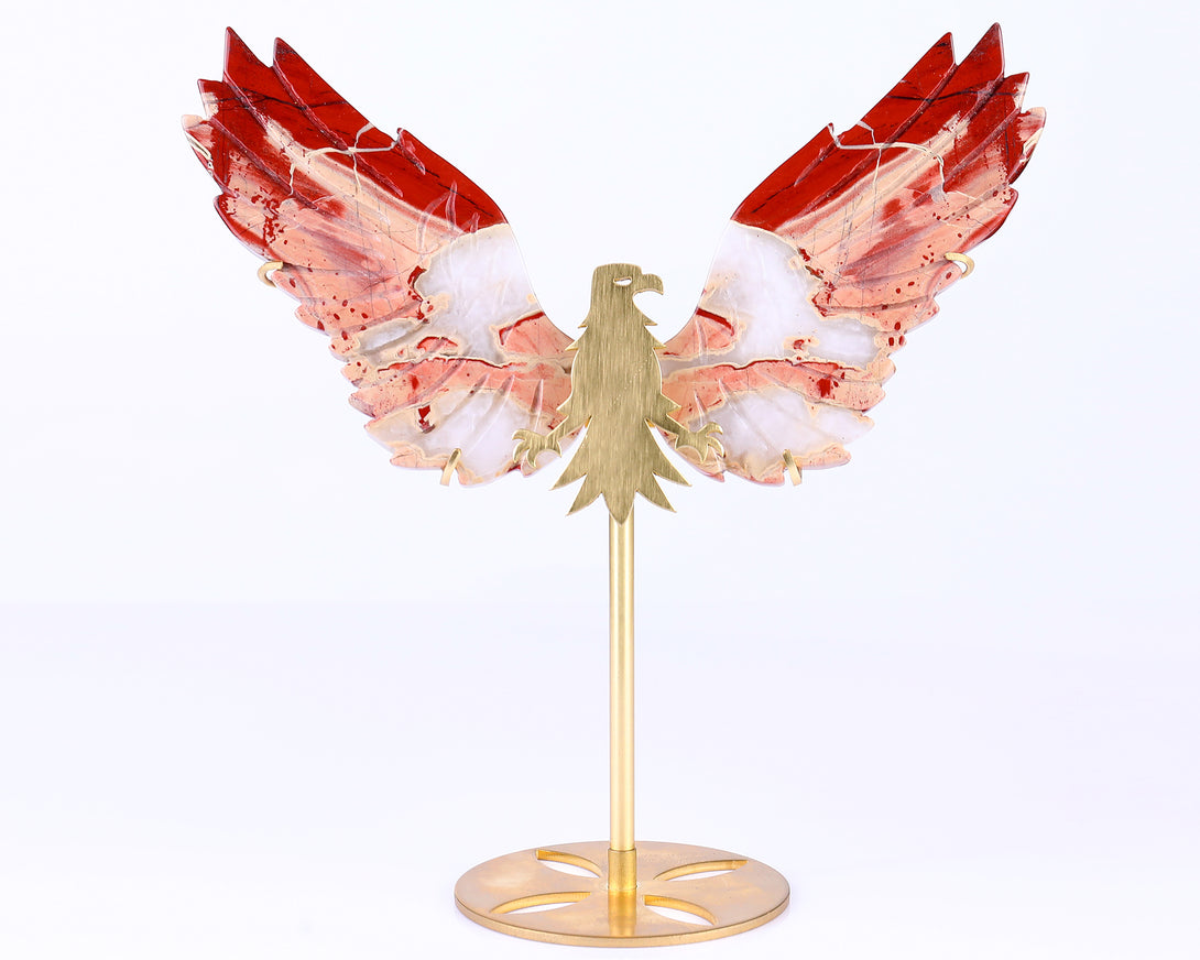 5.1" Red Jasper Hand Carved Crystal Eagle Wings Sculpture crysvibe