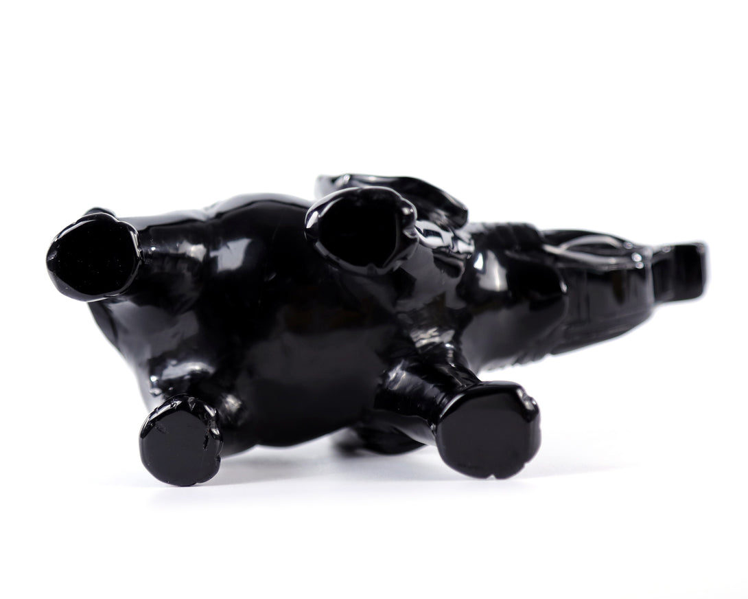 5.2" Black Obsidian Hand Carved Crystal Elephant Sculpture crysvibe