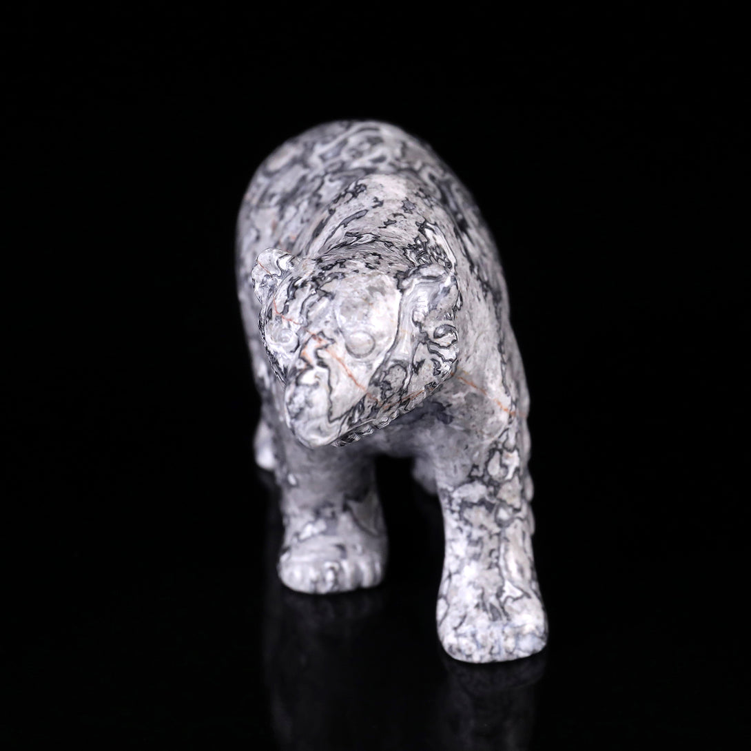 5.2" Map Jasper Hand Carved Crystal Polar Bear Sculpture crysvibe