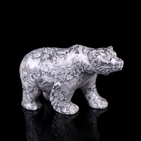 5.2" Map Jasper Hand Carved Crystal Polar Bear Sculpture crysvibe