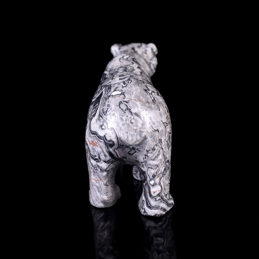 5.2" Map Jasper Hand Carved Crystal Polar Bear Sculpture crysvibe