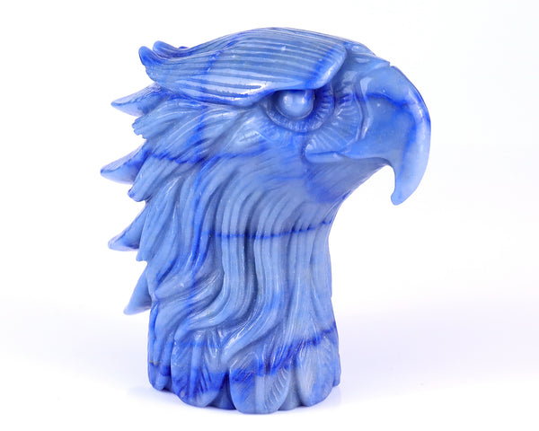 5.3" Blue Aventurine Hand Carved Crystal Eagle Head Sculpture crysvibe