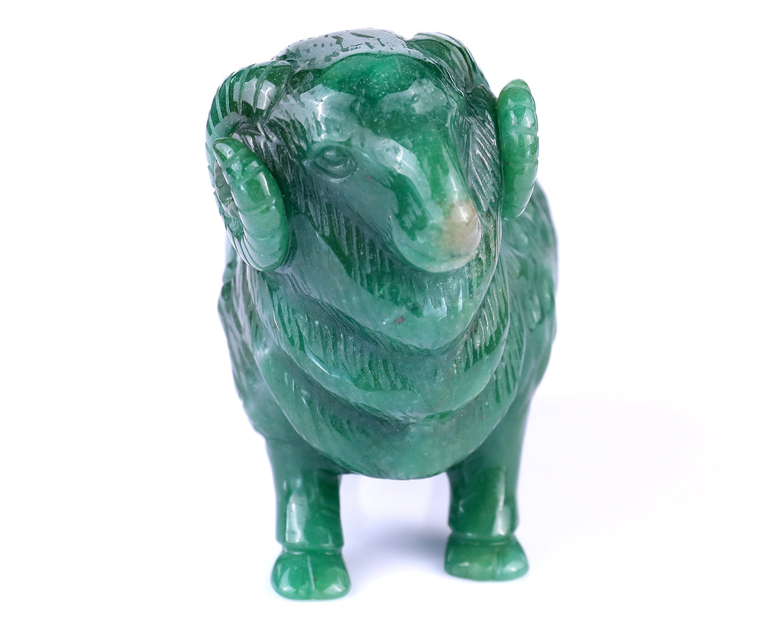 5.4" Green Aventurine Hand Carved Crystal Sheep Sculpture crysvibe