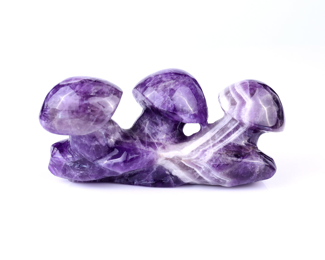 5.6" Dream Amethyst Hand Carved Crystal Mushrooms Sculpture crysvibe