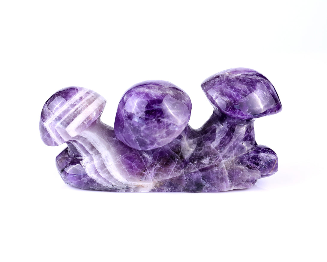 5.6" Dream Amethyst Hand Carved Crystal Mushrooms Sculpture crysvibe