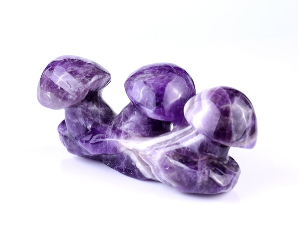 5.6" Dream Amethyst Hand Carved Crystal Mushrooms Sculpture crysvibe