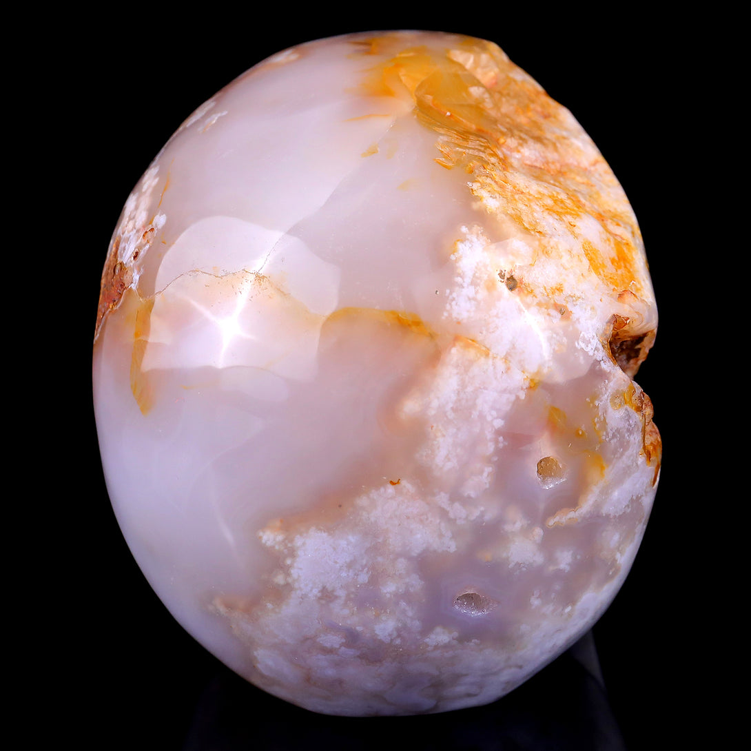 5.7" Sakura Agate Hand Carved Crystal Realistic Skull Sculpture crysvibe