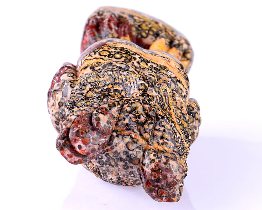 5.9" Leopard Skin Jasper Hand Carved Crystal Owl Sculpture crysvibe