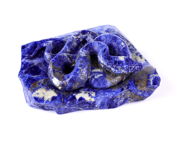 5.9" Sodalite Hand Carved Crystal Snake Sculpture crysvibe