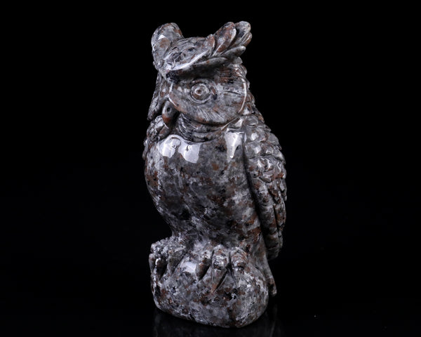 5.9" Yooperlite Hand Carved Crystal Owl Sculpture crysvibe