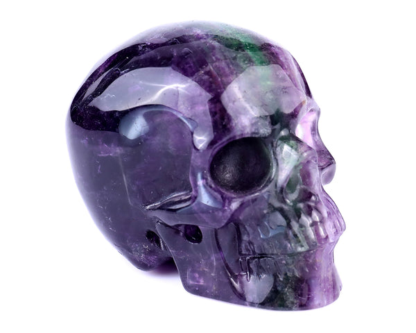 Natural Green Fluorite Hand Carved Crystal Realistic Skull Sculpture