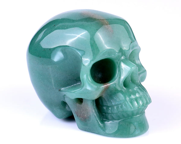 Natural Green Aventurine Hand Carved Crystal Realistic Skull Sculpture