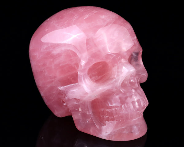 Natural Rose Quartz Hand Carved Crystal Realistic Skull Sculpture