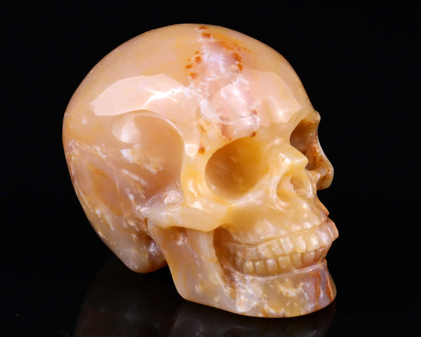 Natural Chalcedony Hand Carved Crystal Realistic Skull Sculpture