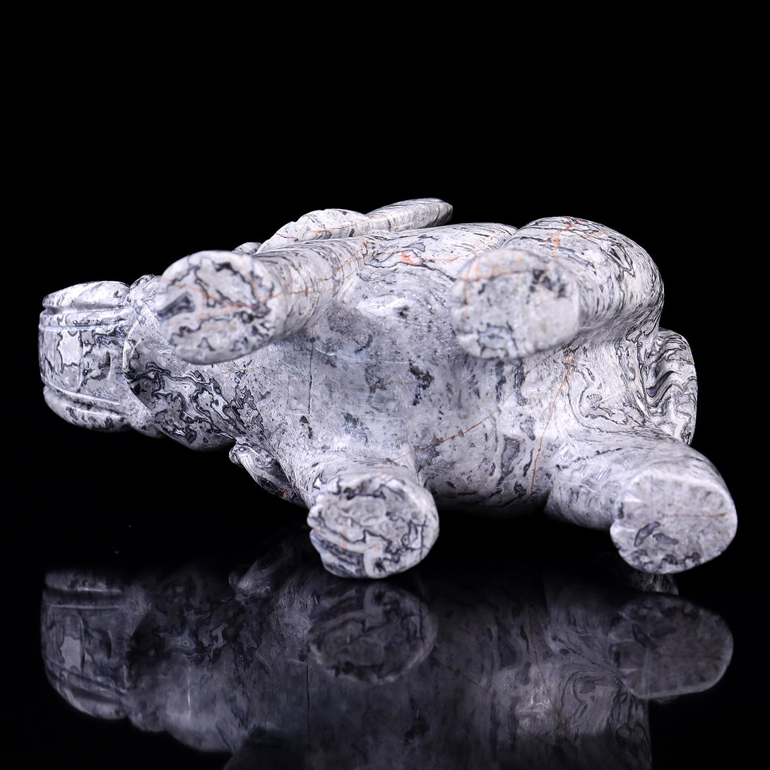 6.0" Map Jasper Hand Carved Crystal Elephant Sculpture crysvibe