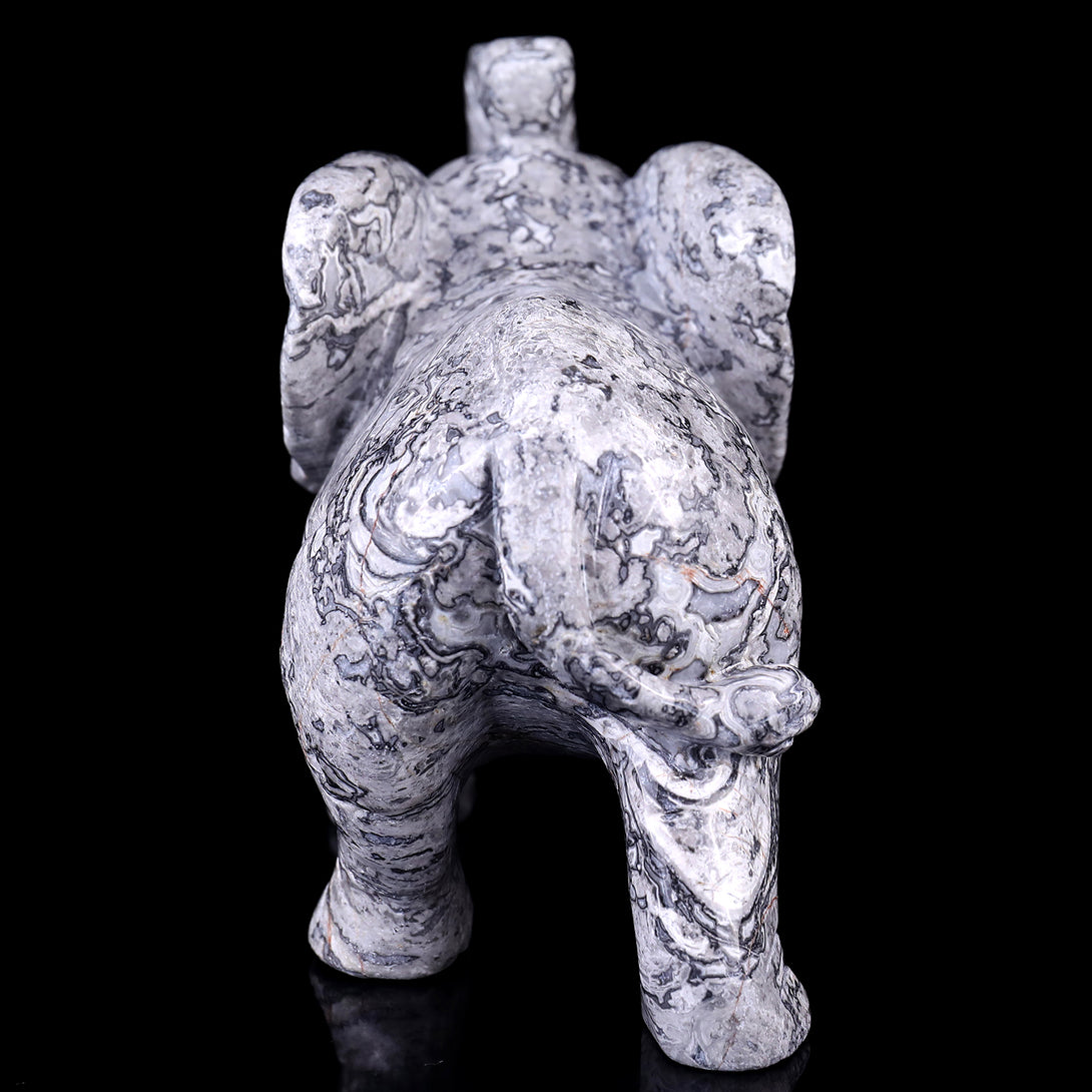 6.0" Map Jasper Hand Carved Crystal Elephant Sculpture crysvibe