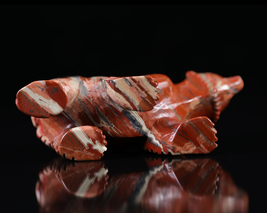 6.0" Red Jasper Hand Carved Crystal Polar Bear Sculpture crysvibe