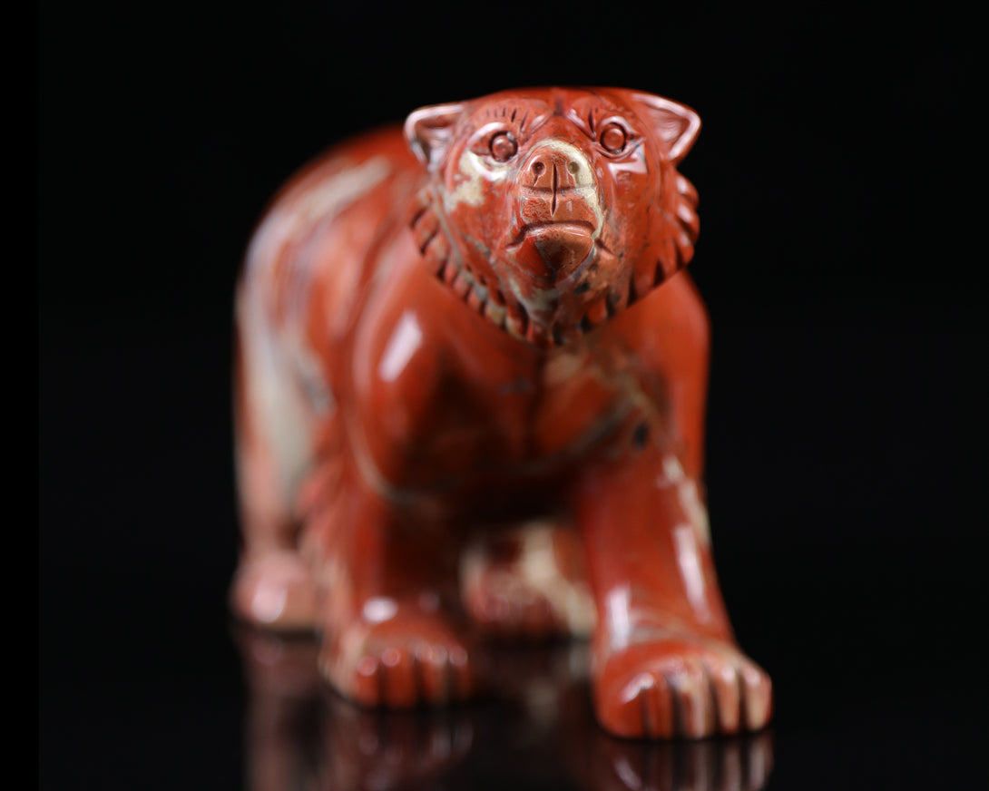 6.0" Red Jasper Hand Carved Crystal Polar Bear Sculpture crysvibe